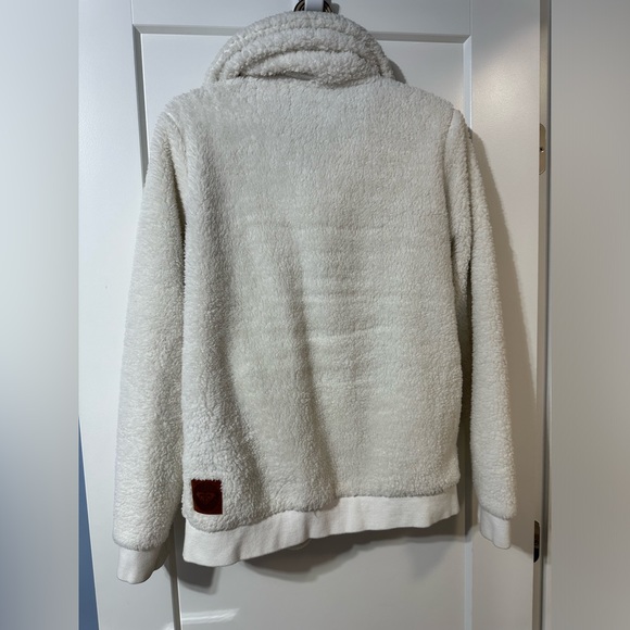 Roxy Sherpa cozy zip up cream sweater jacket size large - Picture 9 of 13